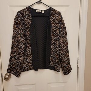 Chico's brown and black silk woven jacket With Open Front Size 1